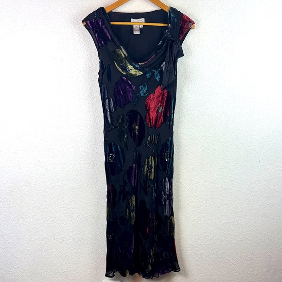 Adrianna Papell Dresses & Skirts - Perfect Adrianna Papell Vintage silk velvet burnout beaded long floral dress Y2K